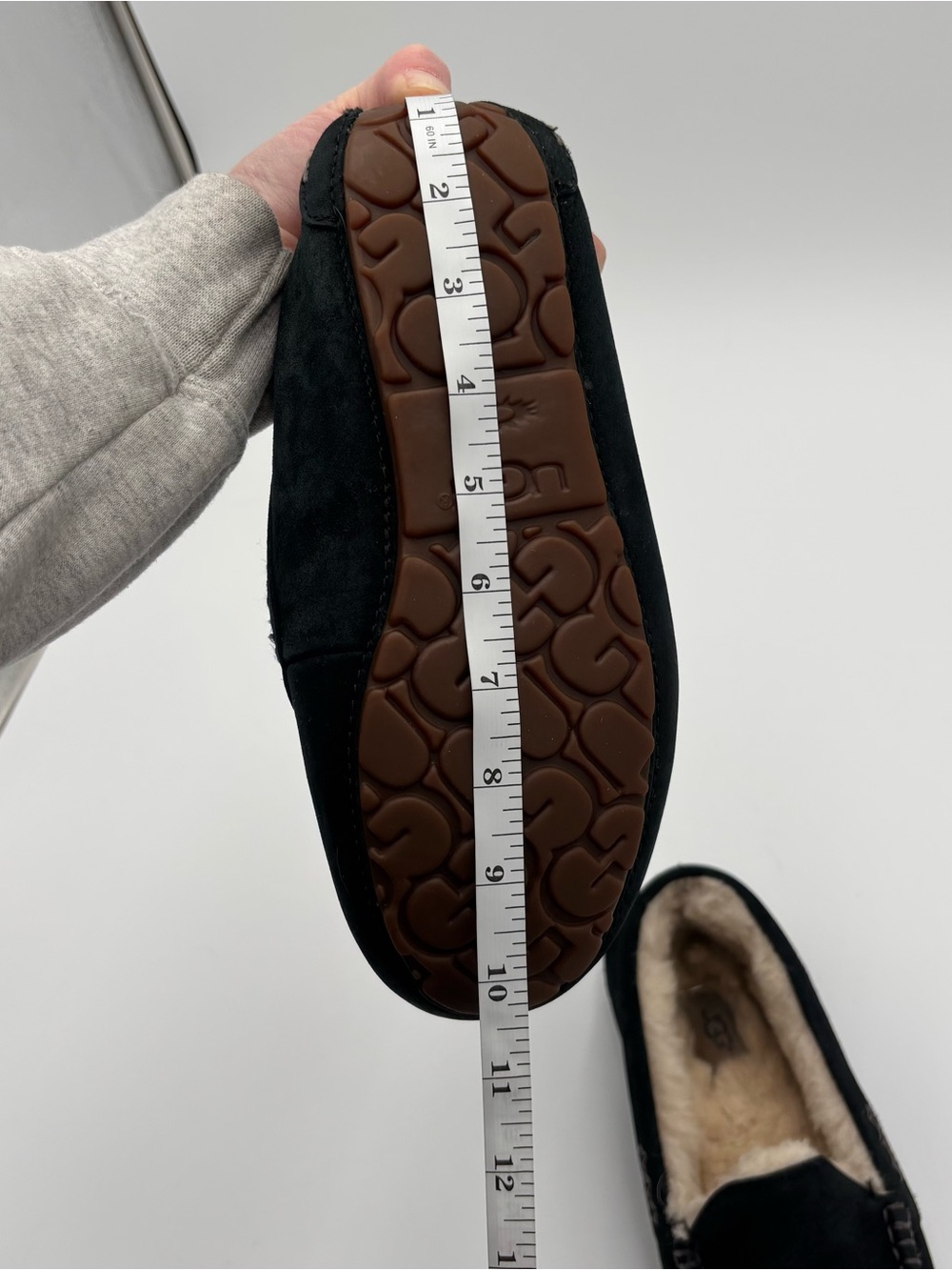 UGG Black Suede Shearling-Lined Moccasin Slippers - Picture 4 of 4